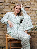 The Bella Pyjama Long Sleeve Top - Green