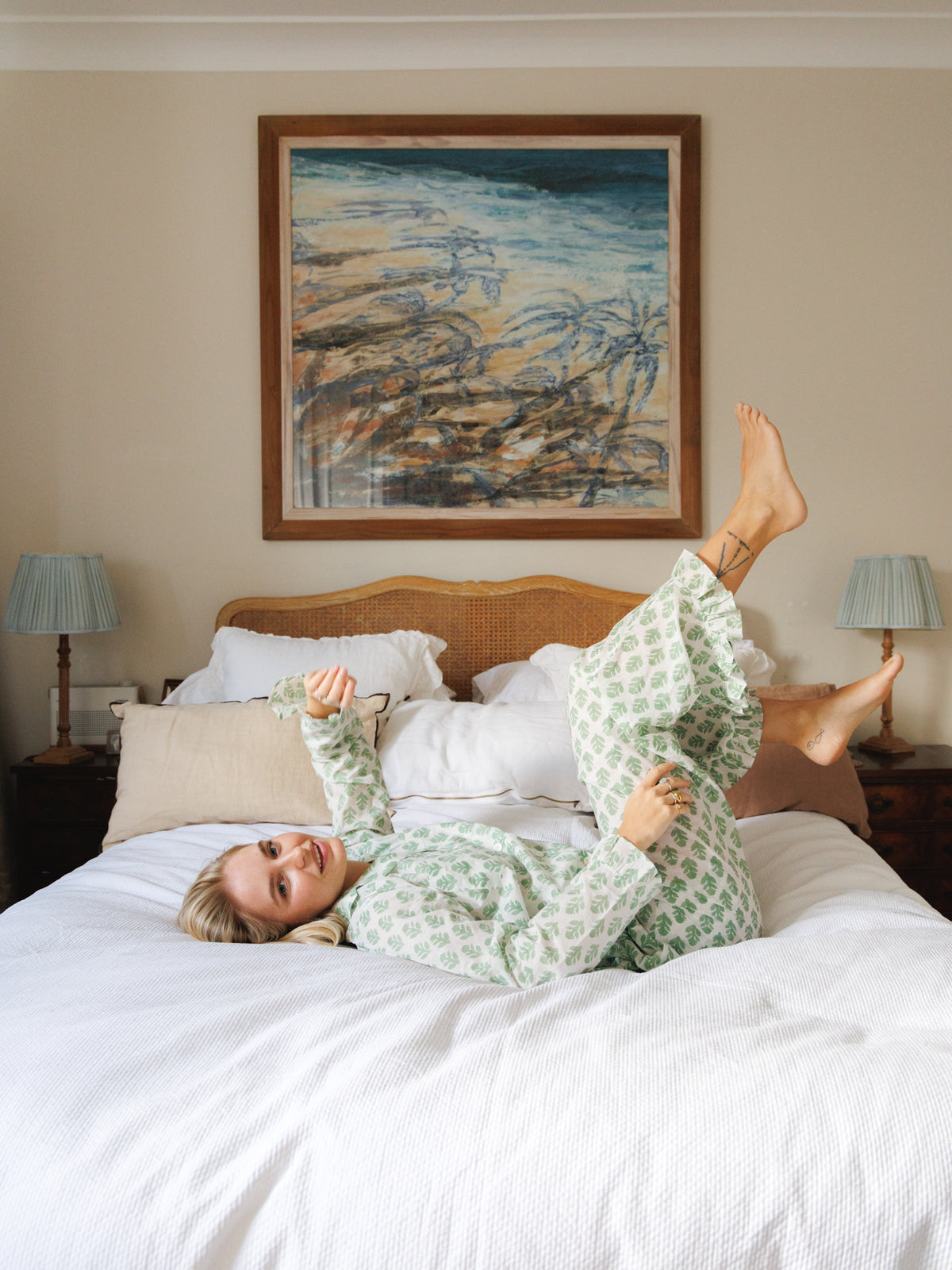 The Bella Pyjama Long Sleeve Top - Green