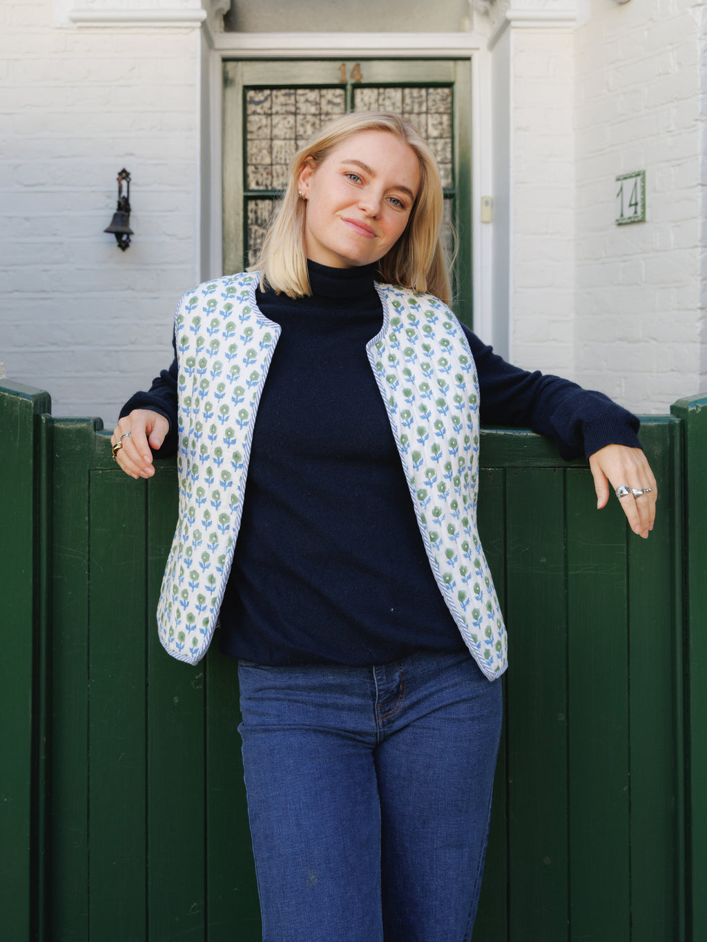 Green Flower Quilted Waistcoat