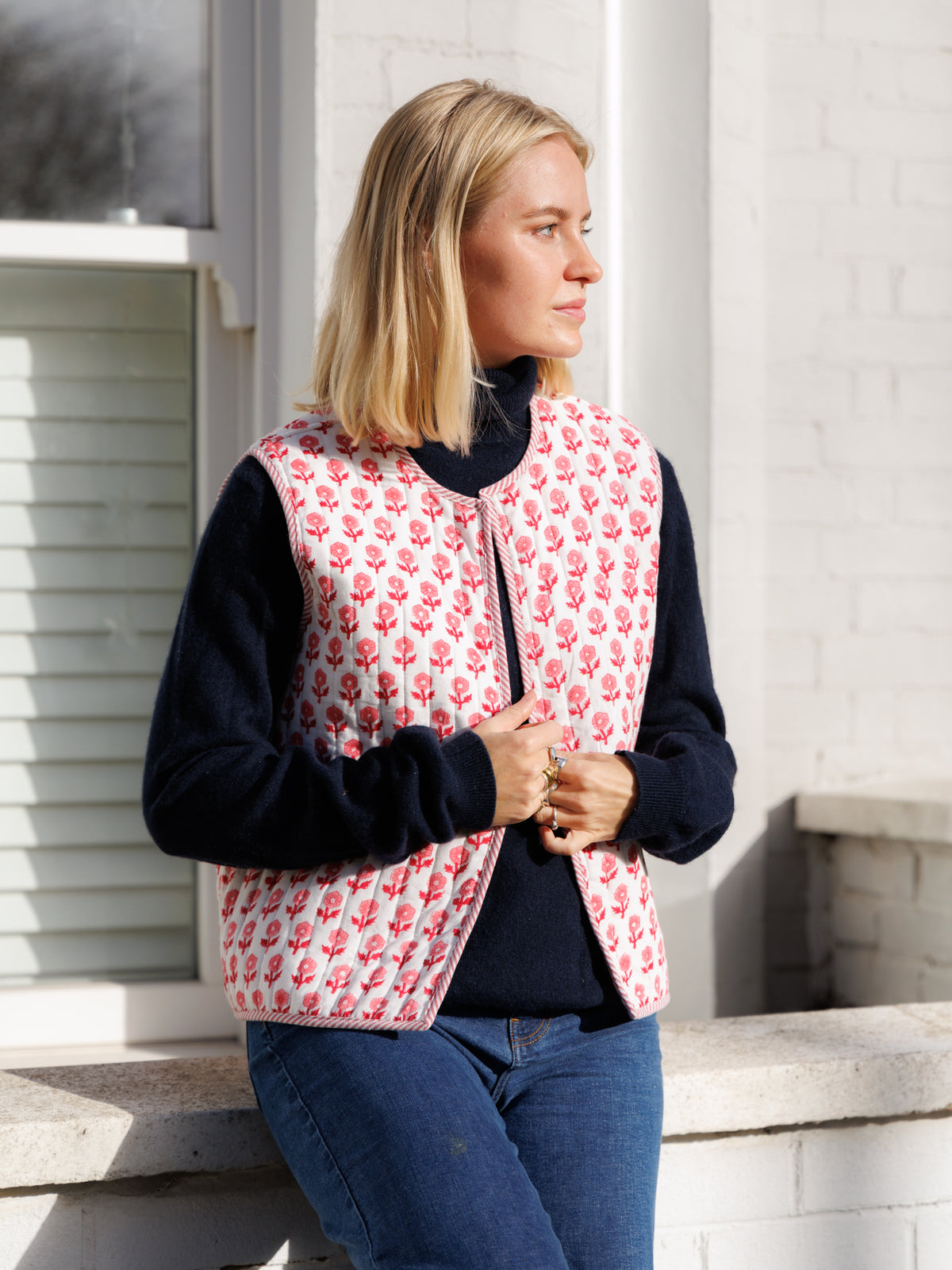 Pink Flower Quilted Waistcoat