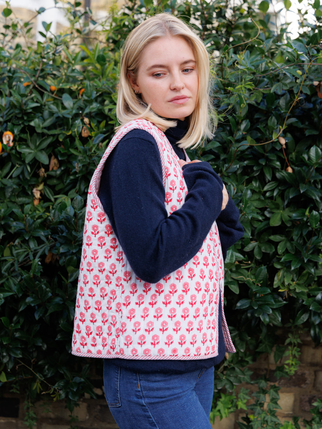 Pink Flower Quilted Waistcoat