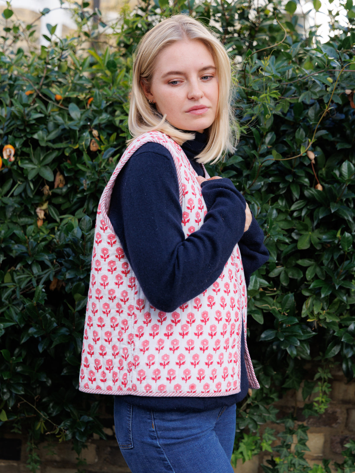 Pink Flower Quilted Waistcoat