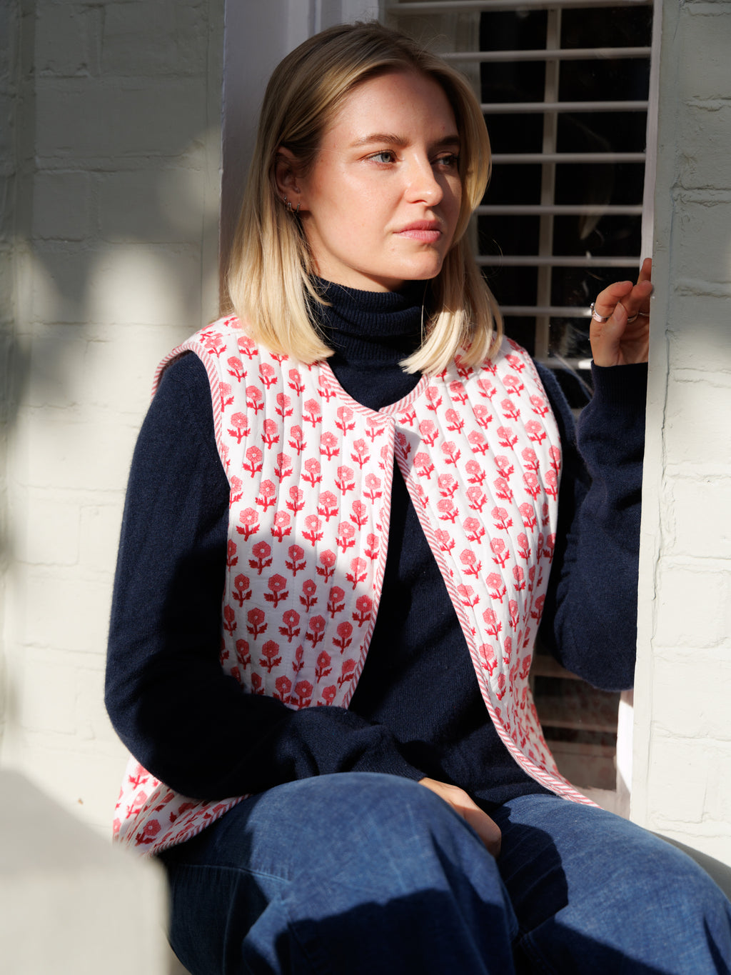 Pink Flower Quilted Waistcoat