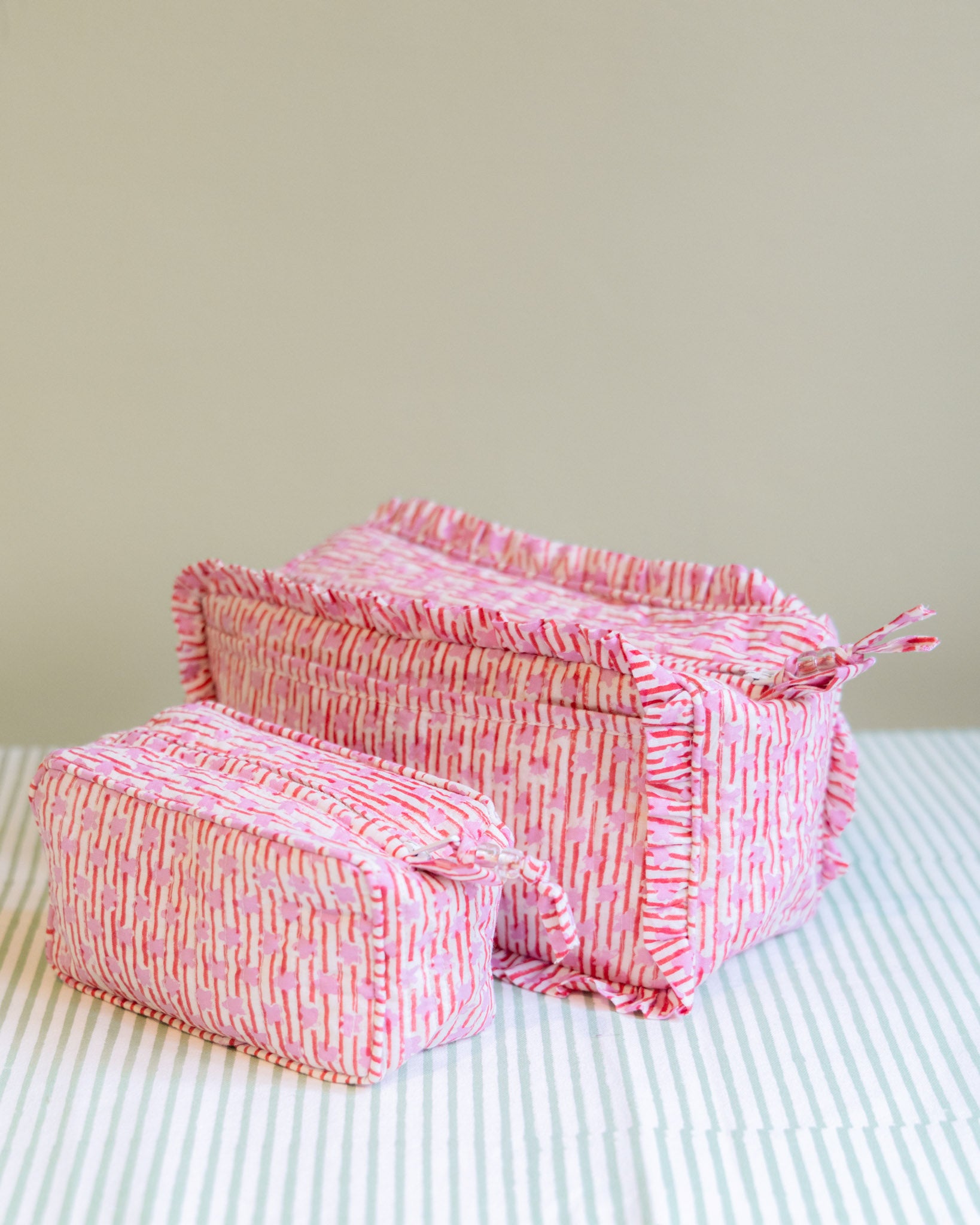 Quilted Washbag - Red Star