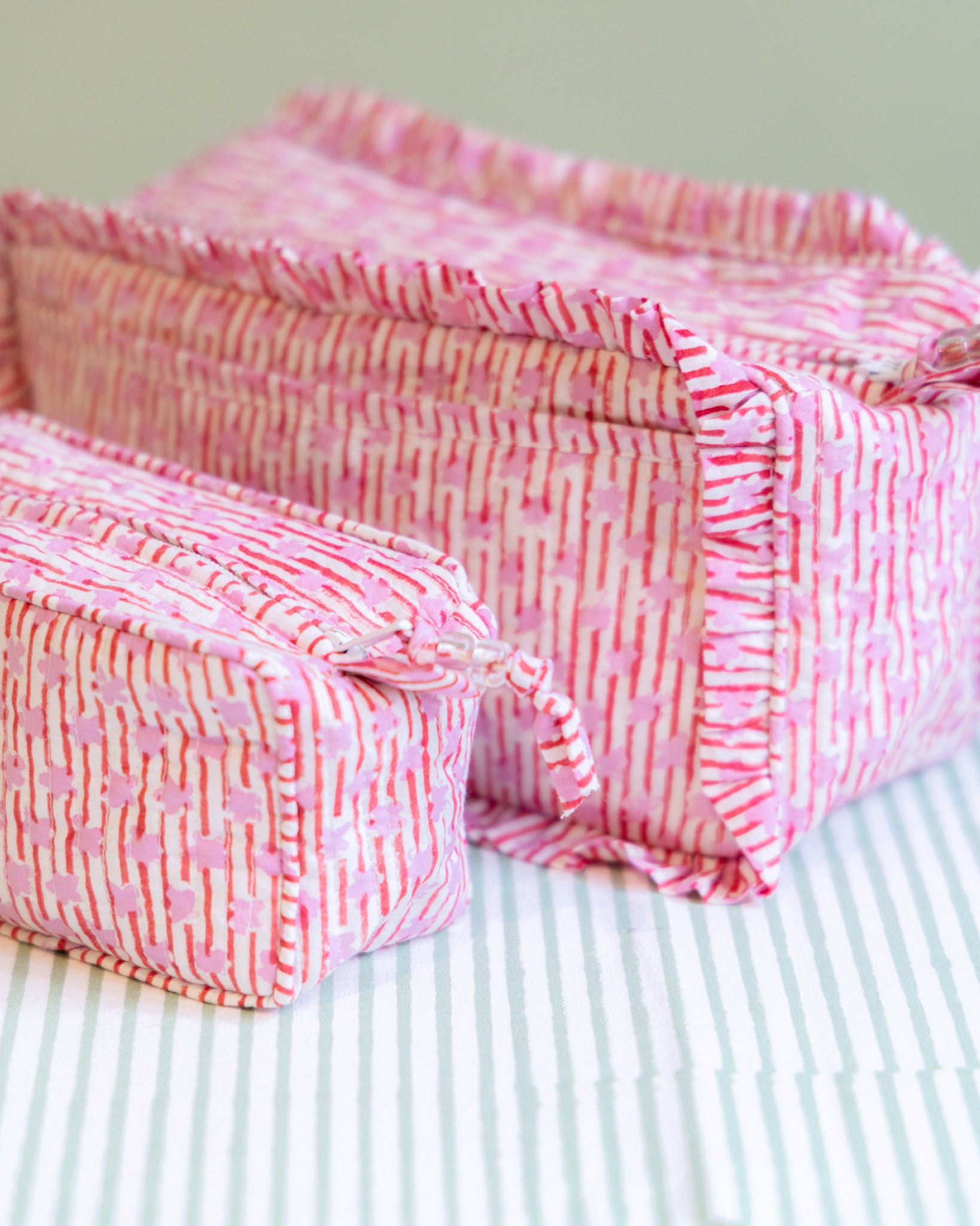 Quilted Washbag - Red Star