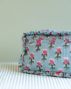 Quilted Washbag - Green & Pink