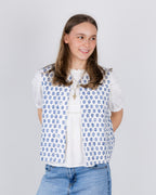 White & Navy Fern Waistcoat