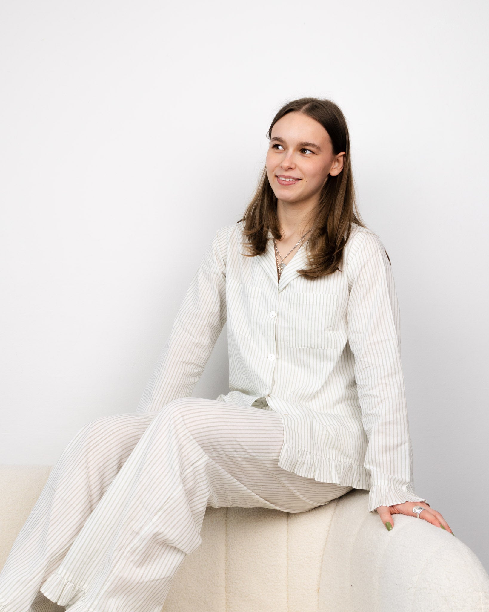 The Bella Pyjama Long Sleeve Bottoms - Teal Stripe