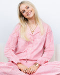 The Bella Pyjama Long Sleeve Top - Pink Stripe