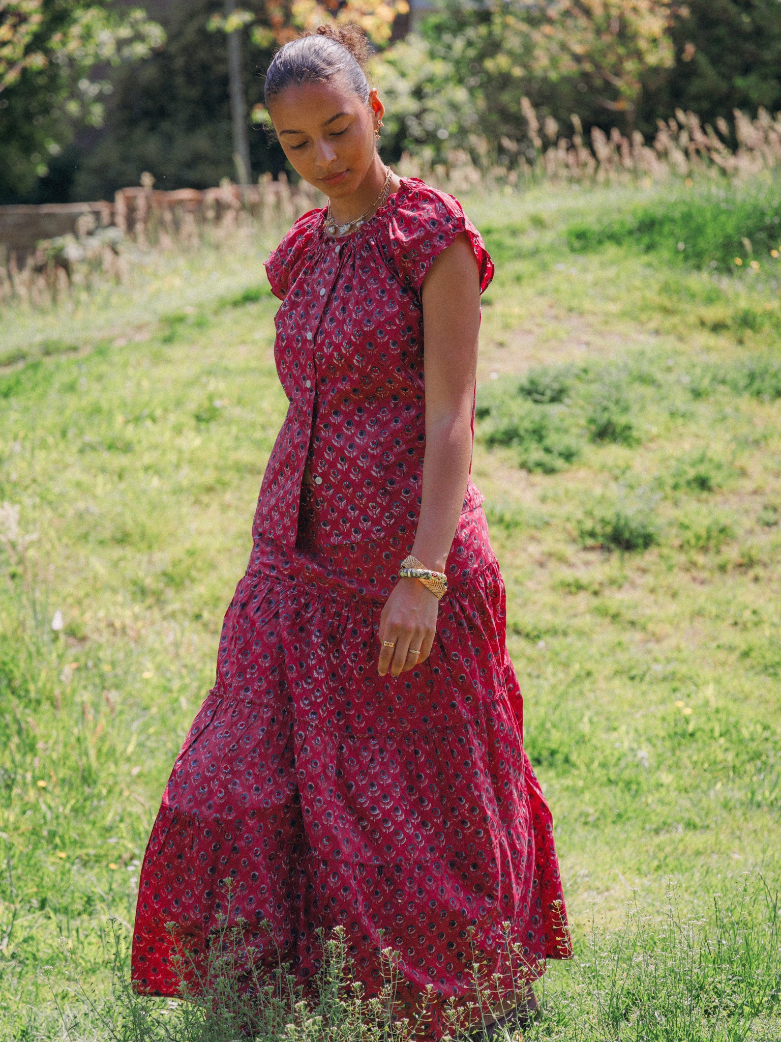 The Tilly Maxi Skirt - Raspberry