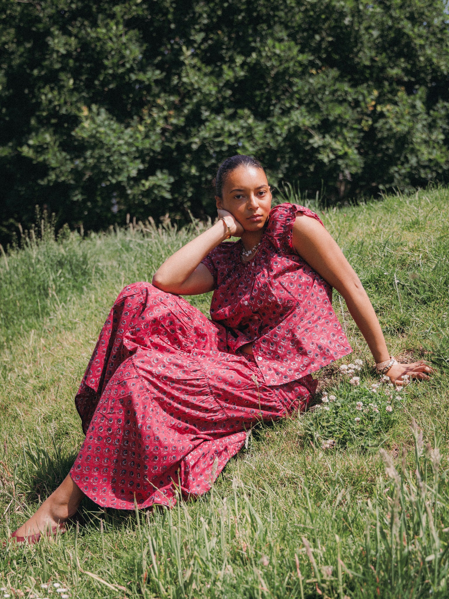 The Tilly Maxi Skirt - Raspberry