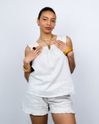 Bella Pyjama Sleeveless Top - Teal Stripe