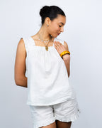 Bella Pyjama Sleeveless Top - Teal Stripe
