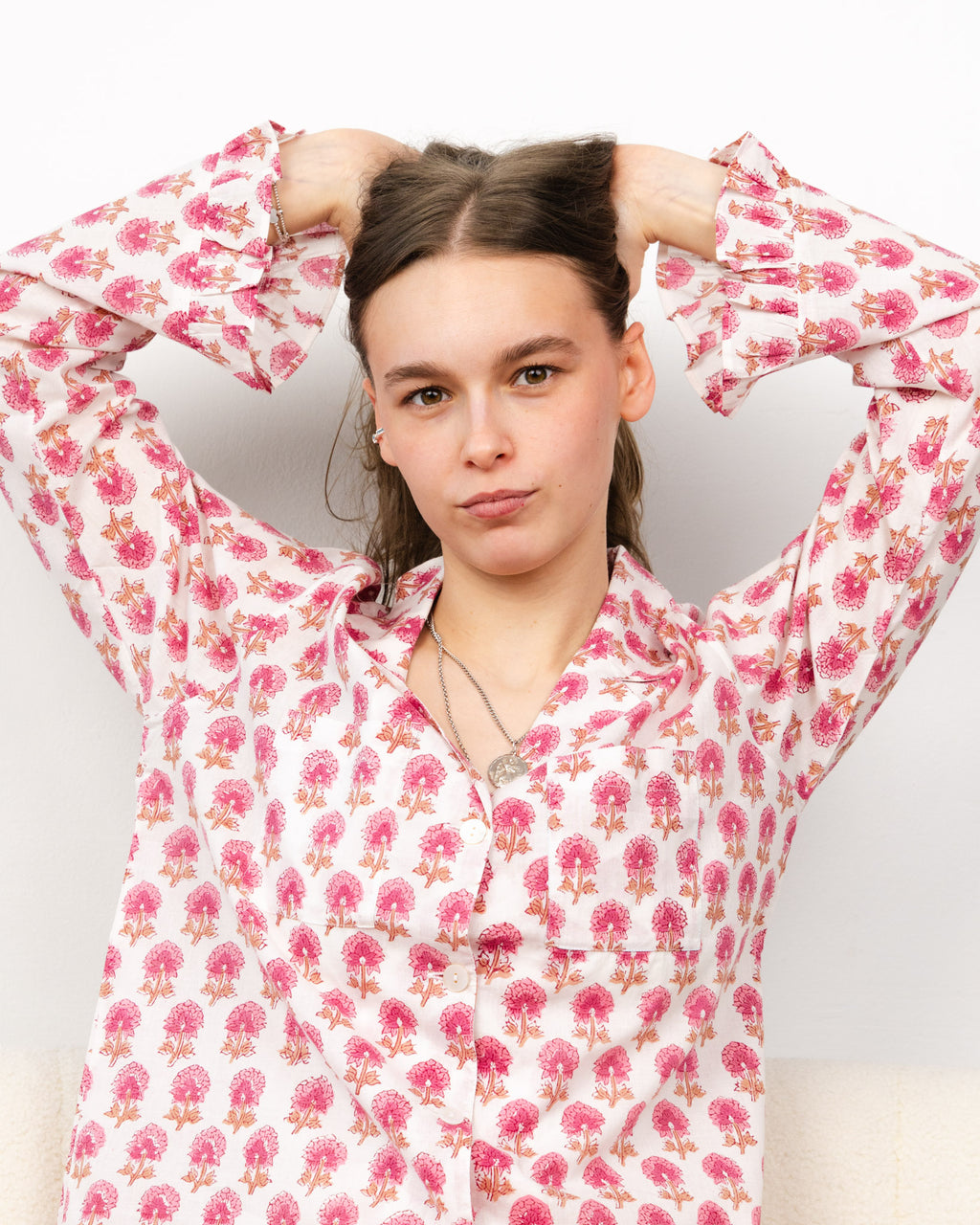 The Bella Pyjama Long Sleeve Top - Pink