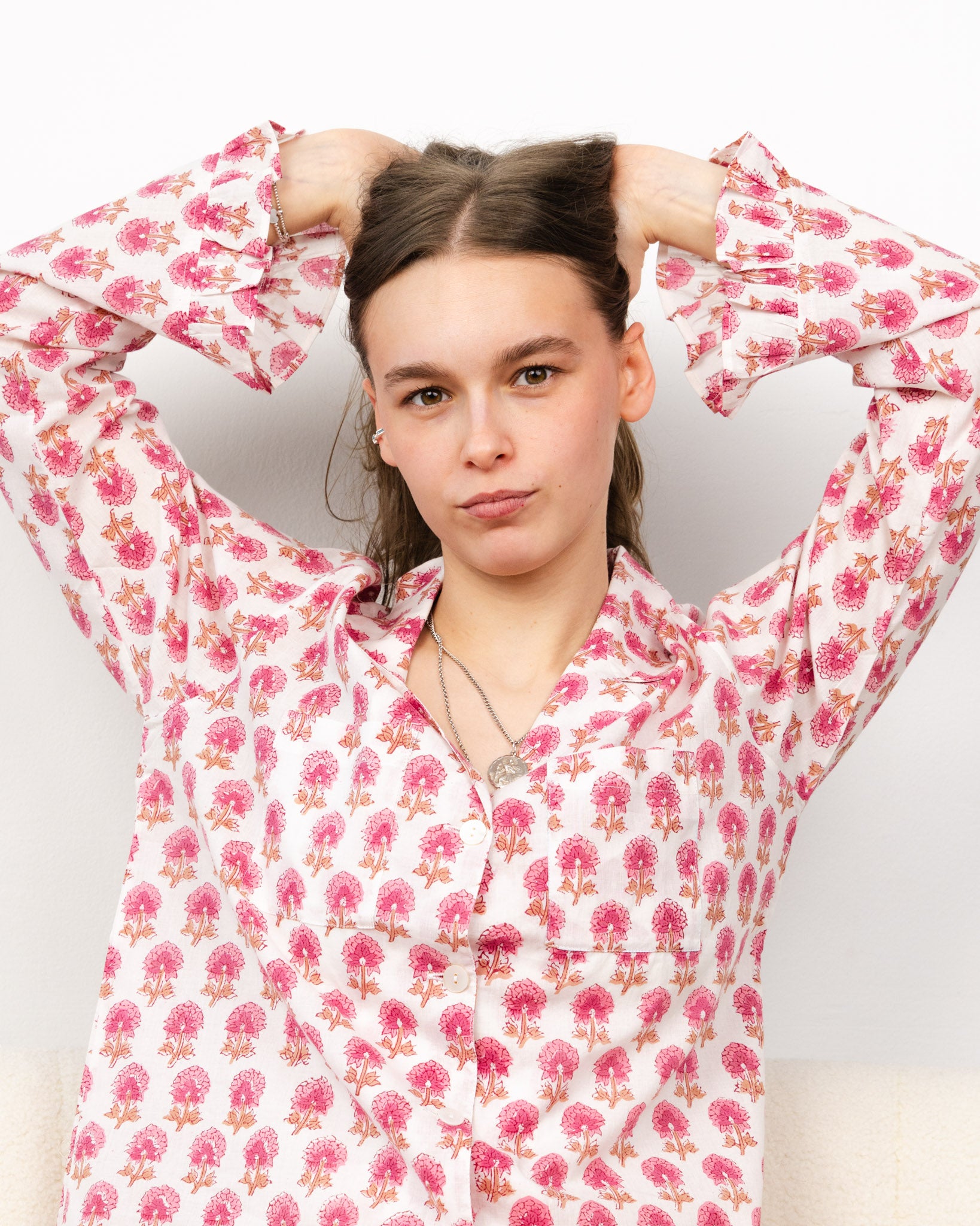 The Bella Pyjama Long Sleeve Top - Pink