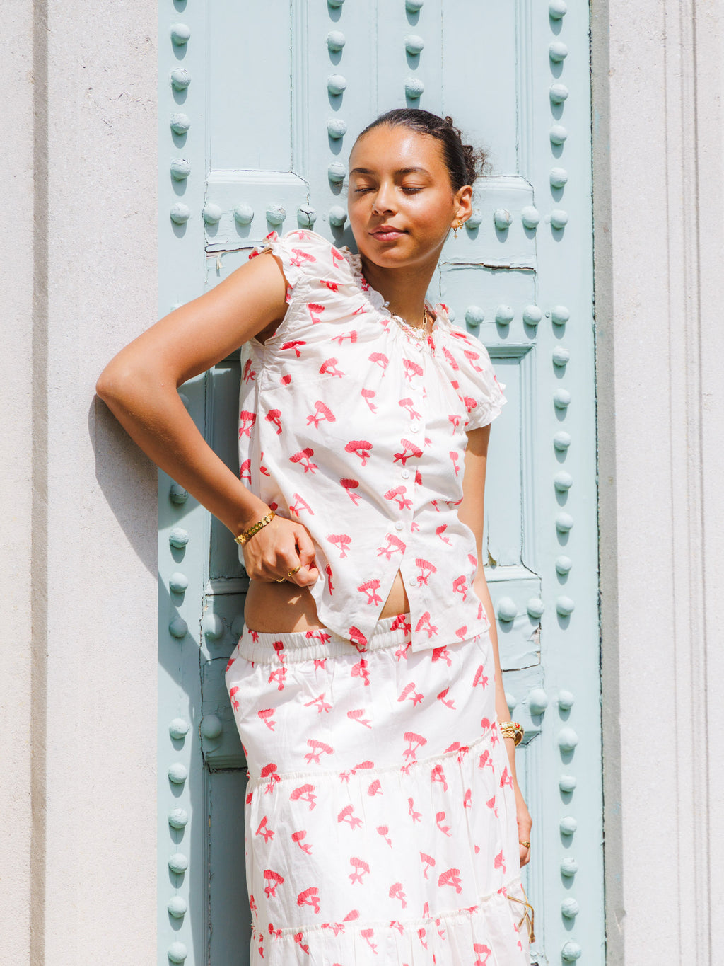 The Tilly Maxi Skirt - Red & White