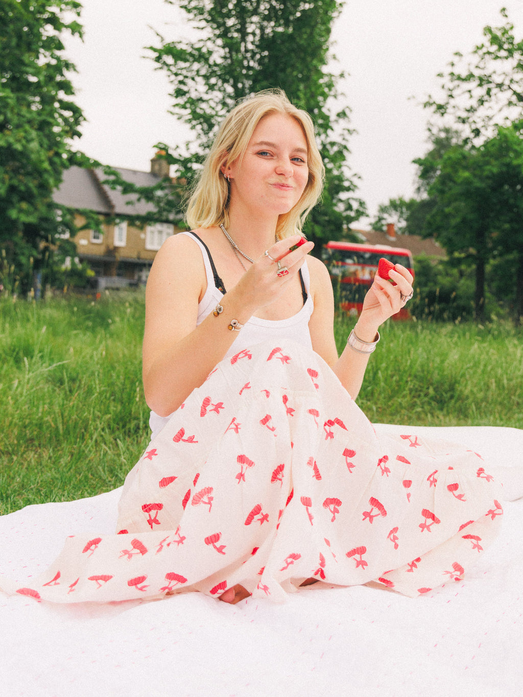 The Tilly Maxi Skirt - Red & White
