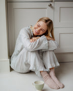The Bella Pyjama Long Sleeve Bottoms - Teal Stripe