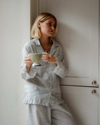 The Bella Pyjama Long Sleeve Top - Teal Stripe