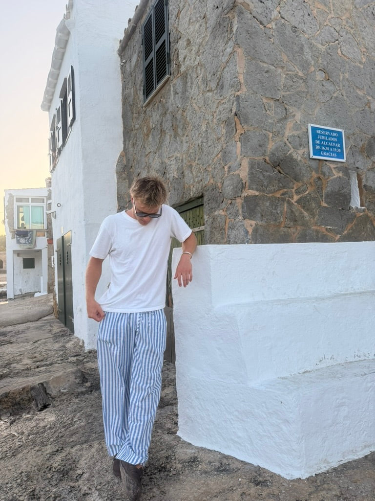 Handloom Trousers - Blue Stripe