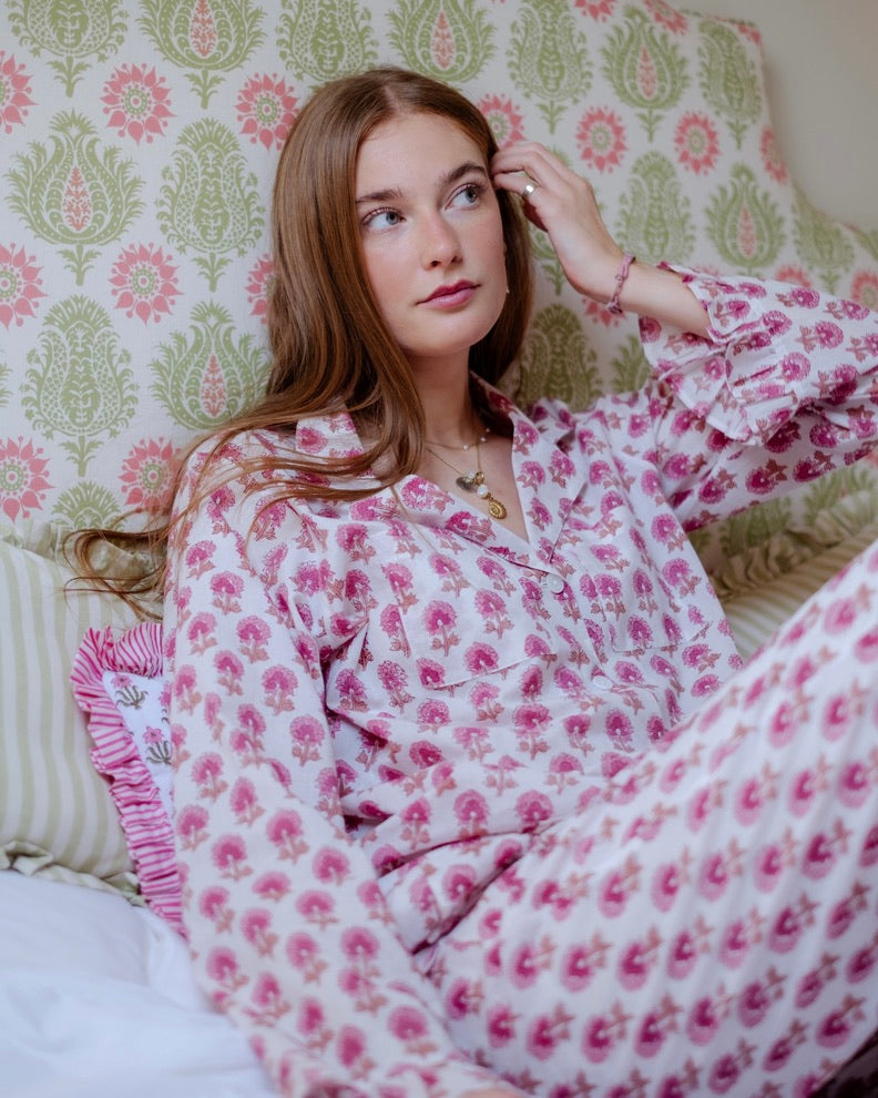 The Bella Pyjama Long Sleeve Top - Pink