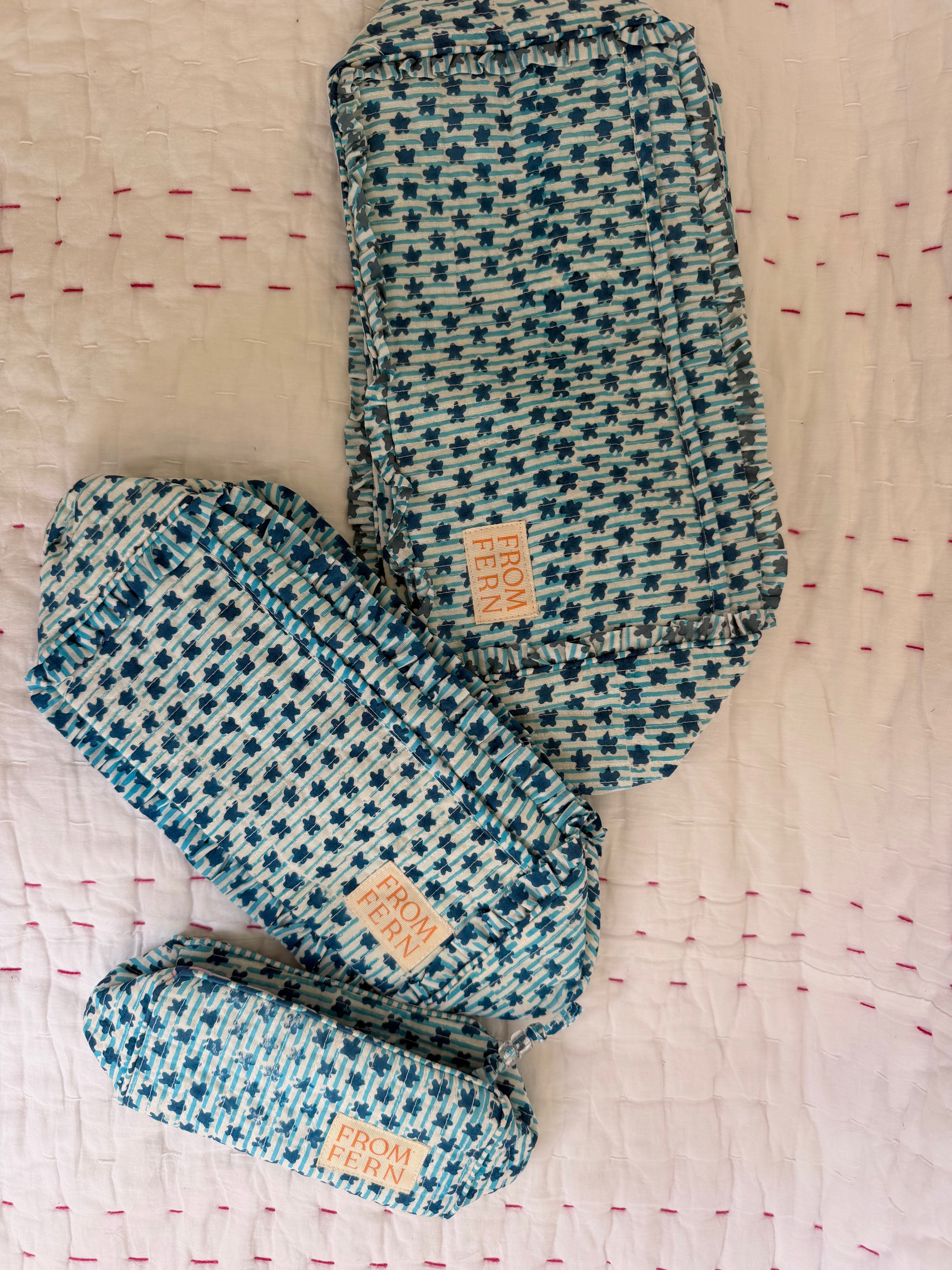 Quilted Washbag - Blue Star